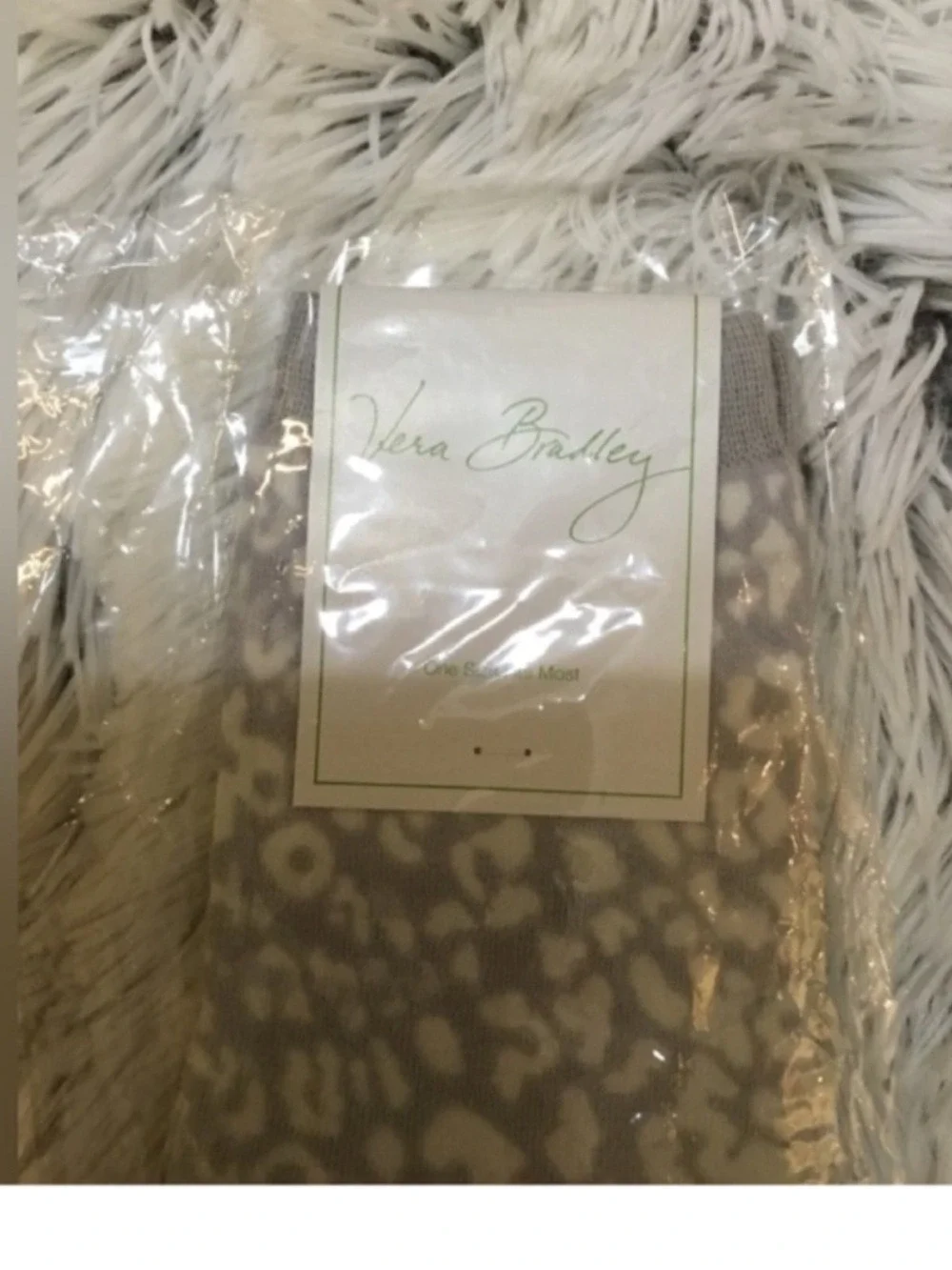 Vera Bradley Foxy Socks Camocat Gray One Size Fits Most Animal Print Crew Socks